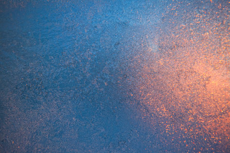 Winter frost patterns on glass. Ice crystals or cold winter background.の写真素材