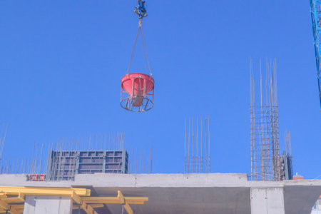 Construction tower crane on a construction site.