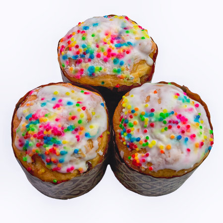 Delicious Easter cakes on isolate on a white background close-up.