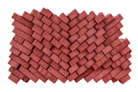 New red bricks on a pallet close-up isolate on a white background.の写真素材