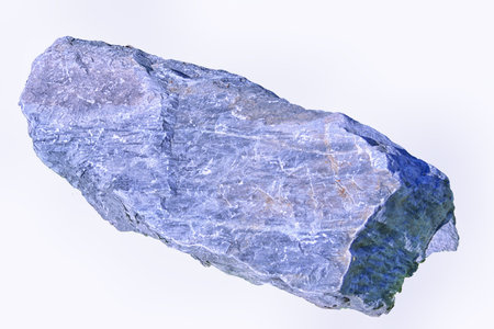 Natural Stone Boulder. Big piece of stone isolated on white. The type of stone is limestone.の写真素材