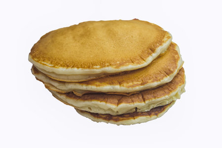 Homemade pancakes on a plate. Freshly baked homemade cakes.の写真素材