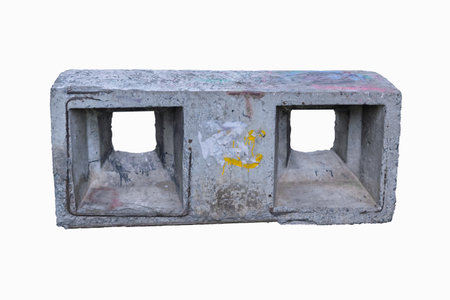 Reinforced concrete foundation block isolate on a white background close-up.の写真素材