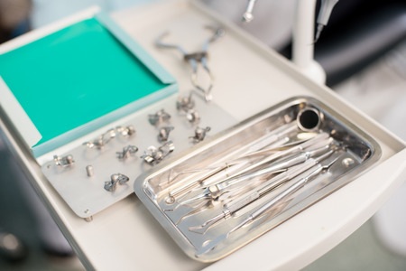 Professional dental equipment in a dentist's officeの写真素材