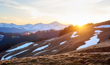 Sunrise in the mountains beautiful natural landscapeの写真素材