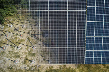 Photovoltaic solar panel fading away and shifting into metal supporting structure. Transition...