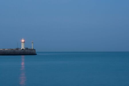 Lighthouse in twilightの写真素材