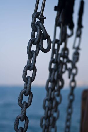 Ship chain on the blue  sea background