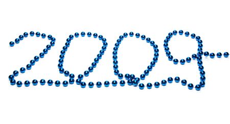 2009 year made out of blue beads, isolatedの写真素材