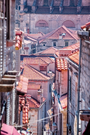 Tile roofs of stone houses in Dubrovnik old city, Croatiaの写真素材