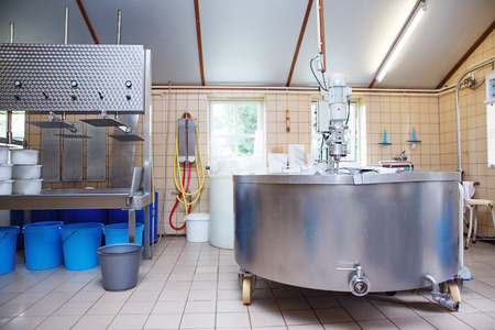 Interior of an artisanal farmhouse cheese manufacture 