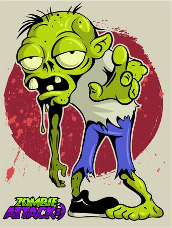 Cartoon, comic book style zombie, vector image.のイラスト素材