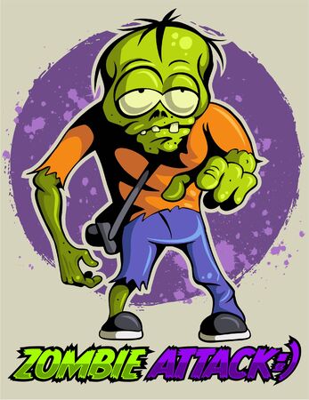 Cartoon, comic book style zombie with the photo camera, vector image.のイラスト素材