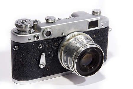 old camera on white backgroundの写真素材