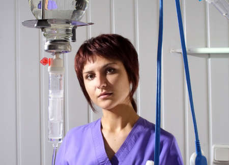 nurse in hospital produces stating the intravenous systemの写真素材