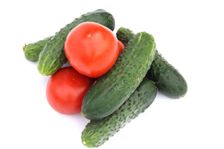 tomatoes and cucumberの写真素材