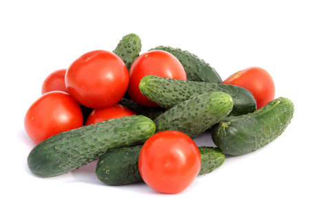 tomatoes and cucumberの写真素材