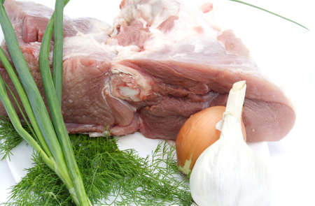 damp meat onion and garlicの写真素材