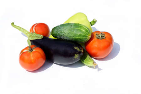 ripe vegetables on white backgroundの写真素材