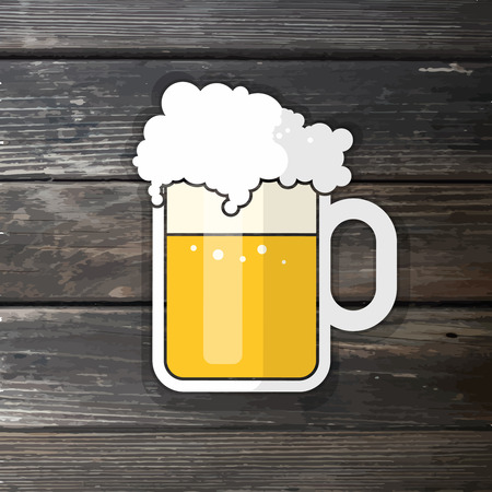 vector illustration for pint of beer on realistic wood backgroundのイラスト素材
