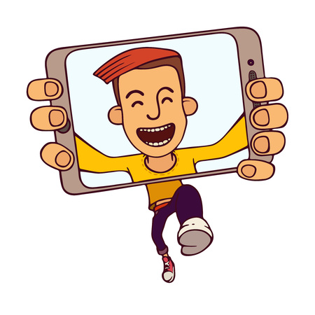 Selfie of running guy.のイラスト素材
