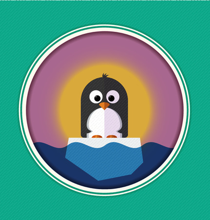 Illustration of Penguin Flat Icon on a ice floeのイラスト素材