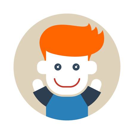 Flat style red-haired boy in circleのイラスト素材