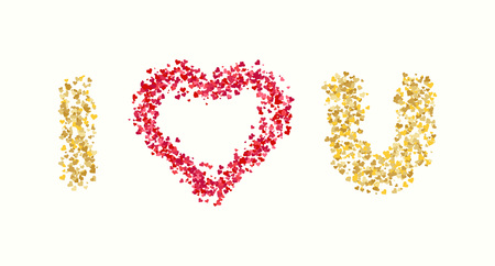 i love you - abbreviated text of small heartsの写真素材