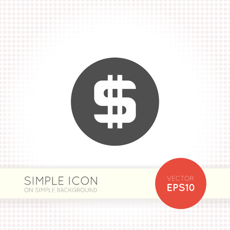 Coin with dollar sign flat icon isolated on simple light background. Dollar icon for interface button or design of website.のイラスト素材