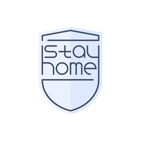 Stay home shield icon for concept design. Safety badge. Security label. Graphic element. Insurance concept. Computer icon. Protect badge. のイラスト素材