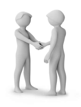 3d people greeting. 3d image. Isolated white background.の写真素材