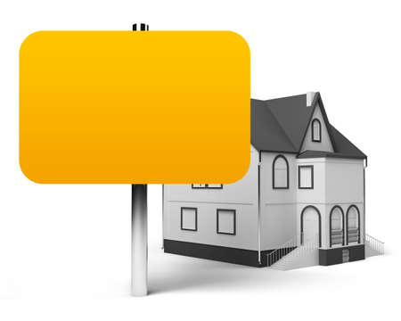 The announcement of sale or house purchase. It is a lot of place for the text. The isolated white background.の写真素材