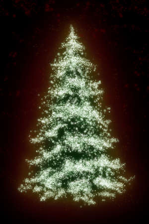 Shone fur-tree from snowflakes against a dark backgroundの写真素材