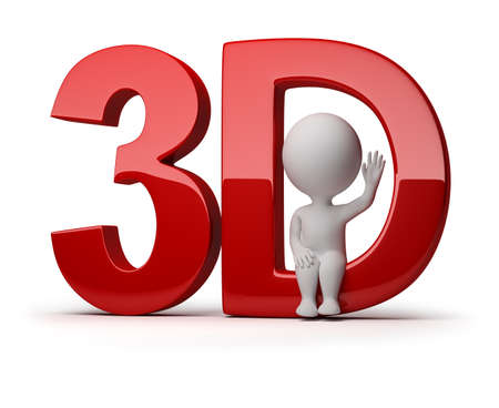 3d small person sitting in a word 3d. 3d image. Isolated white background.