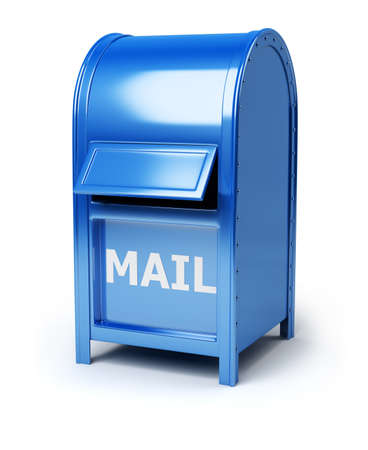 Dark blue brilliant mail box. 3d image. Isolated white background.の写真素材