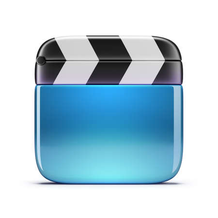 Glass cinema clapper  3d image  Isolated white background の写真素材