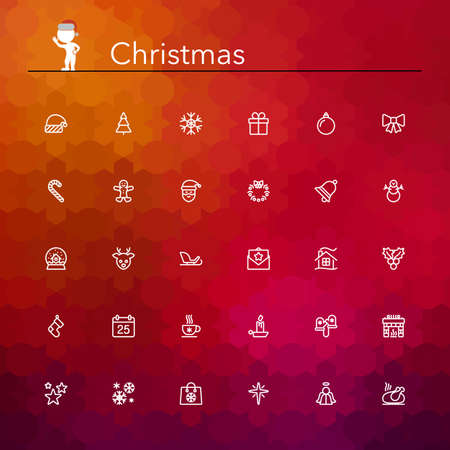 Christmas line Icons set. Vector illustration.のイラスト素材