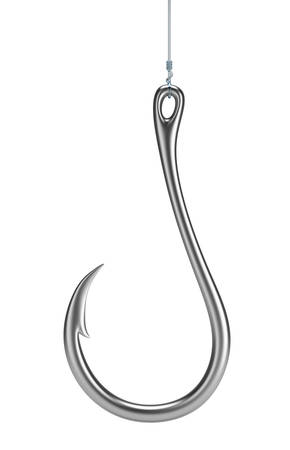 Fishing hook. 3d image. Isolated white background.の写真素材