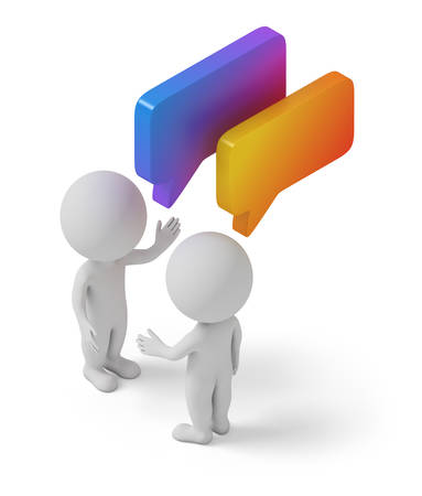 Isometric people with chat bubbles. 3d image. White background.の写真素材