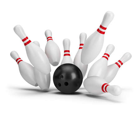 Bowling ball kills. 3d image. White background.の写真素材