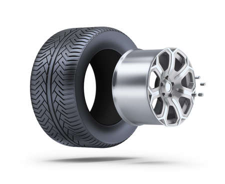 Wheel parts. 3d image. White background.の写真素材