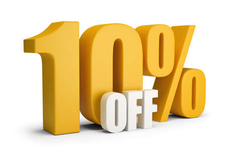 50 percent OFF. 3d image. White background.の写真素材
