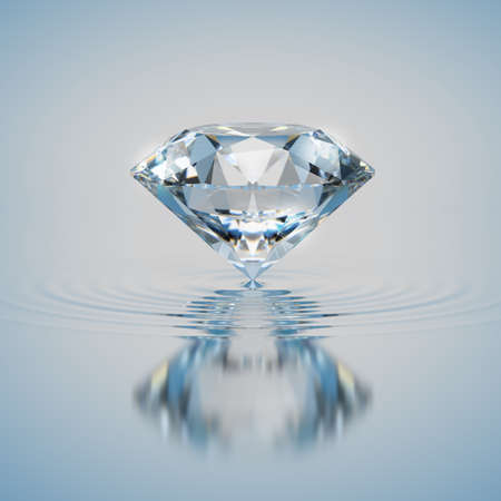 Diamond on the surface of the water. 3d image.の写真素材