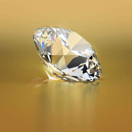 3d generated image. Diamond on a gold background.の写真素材