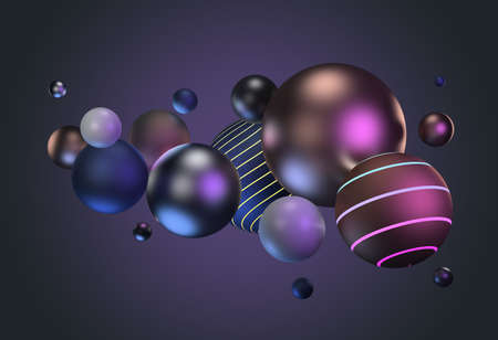 3d multicolored balls. 3d image. dark background.の写真素材