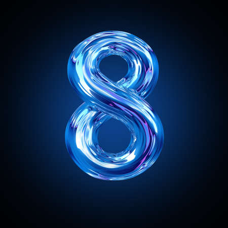 Number 8. Abstract shape. Infinity symbol. 3d generated image. Black background.の写真素材
