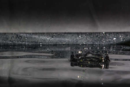 Water splash, drops isolated on black backgroundの写真素材