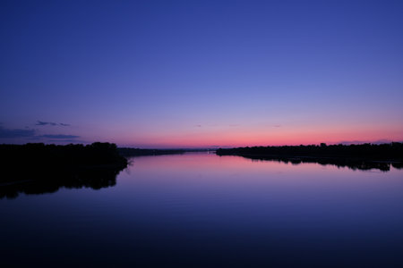 Dnipro River Sunset View from Bridge in Kamianske Horizontal