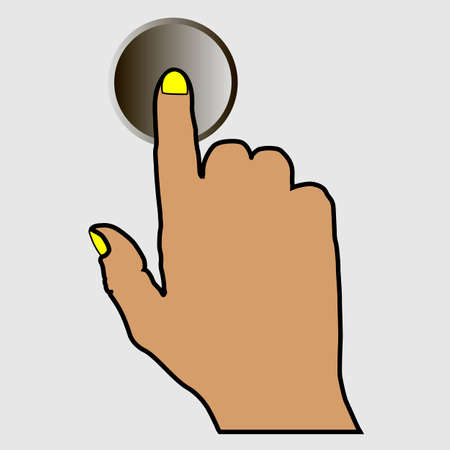 The hand pushing the big round button