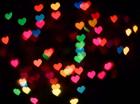 Colorful hearts bokeh for backgroundの写真素材